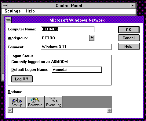 Windows for Workgroups 3.11 network settings